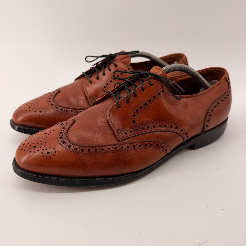 Allen Edmonds Ashland Wingtip Derby Mens 11 EEE Cognac Brown Leather Brogue USA